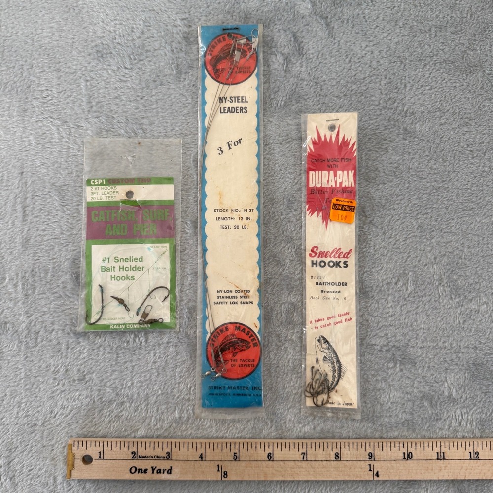 Vintage Fishing Hook Lot Snelled Leaders Strike Master Durapak Kalin NOS - Picture 8 of 8
